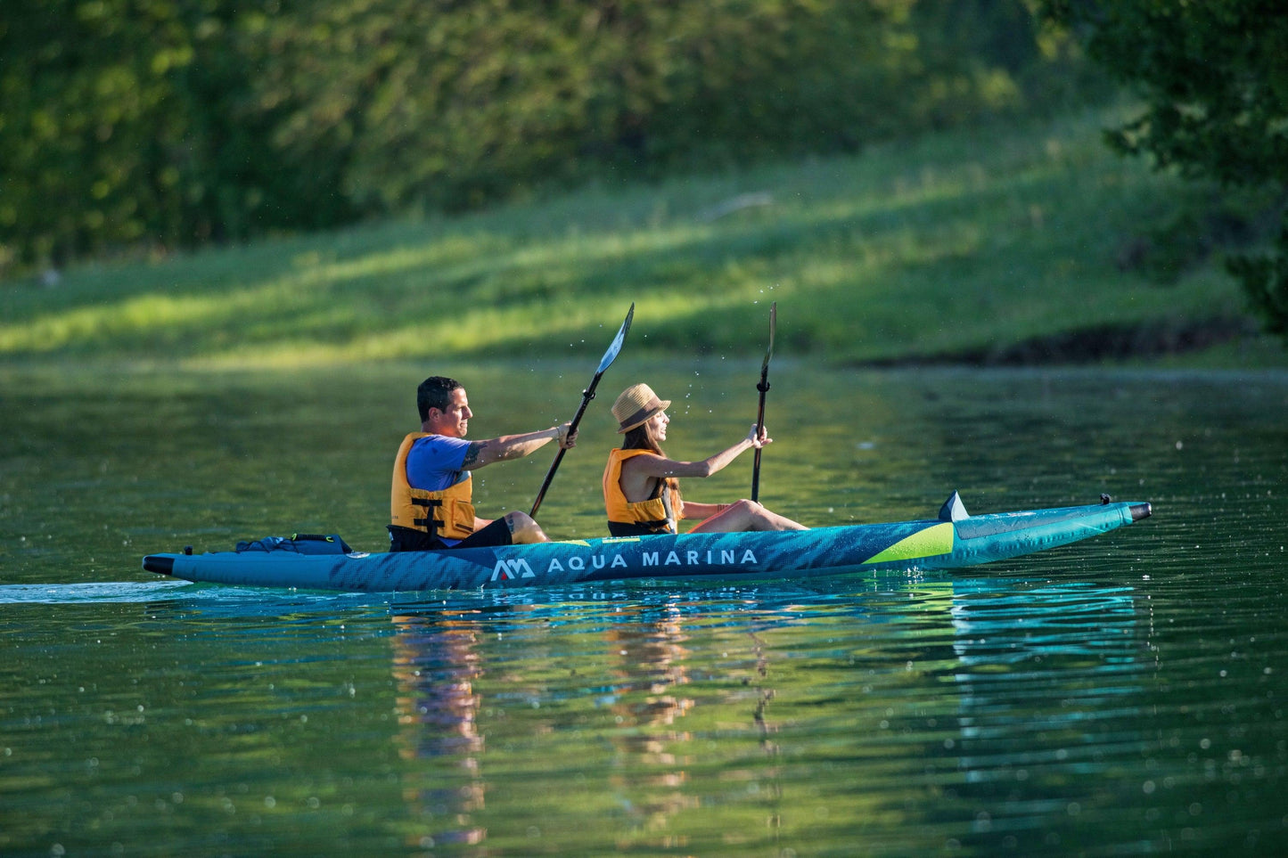 Aqua Marina Steam 412 Whitewater 2 Person Kayak | Heavy Duty Inflatable Kayak 2 Person